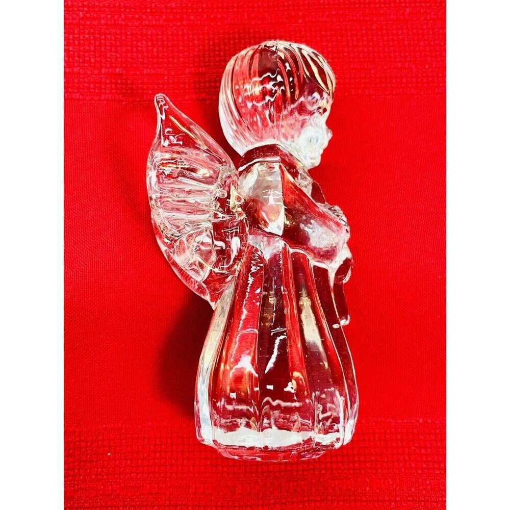 Vintage Christmas Nativity Angel Crystal Figurine Sculpture Brilliant 4" Taiwan